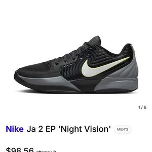 Nike Ja 2 EP 'Night Vision' Black Gray Athletic Shoes